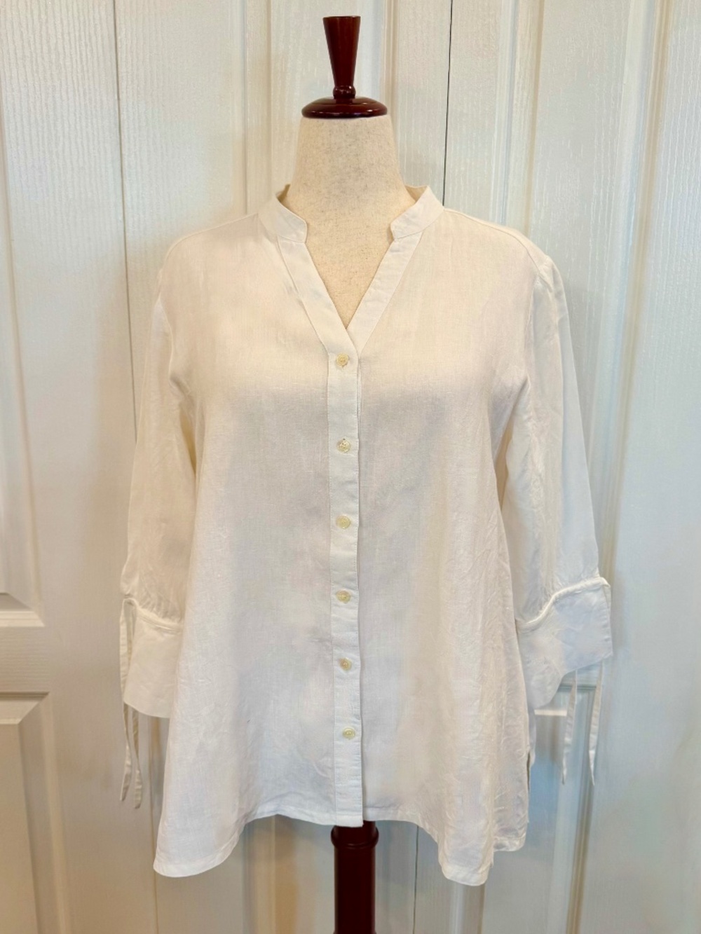 Woman's Size L (14-16) 100% Linen Blouse by Symple NYC Wide Swing A-Line 3/4 Slv